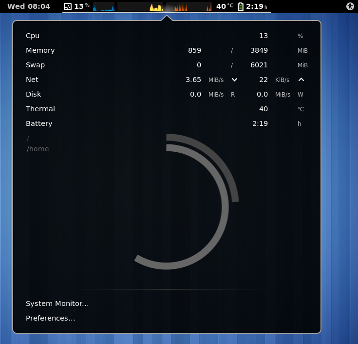 pc hardware monitor with taskbar icons