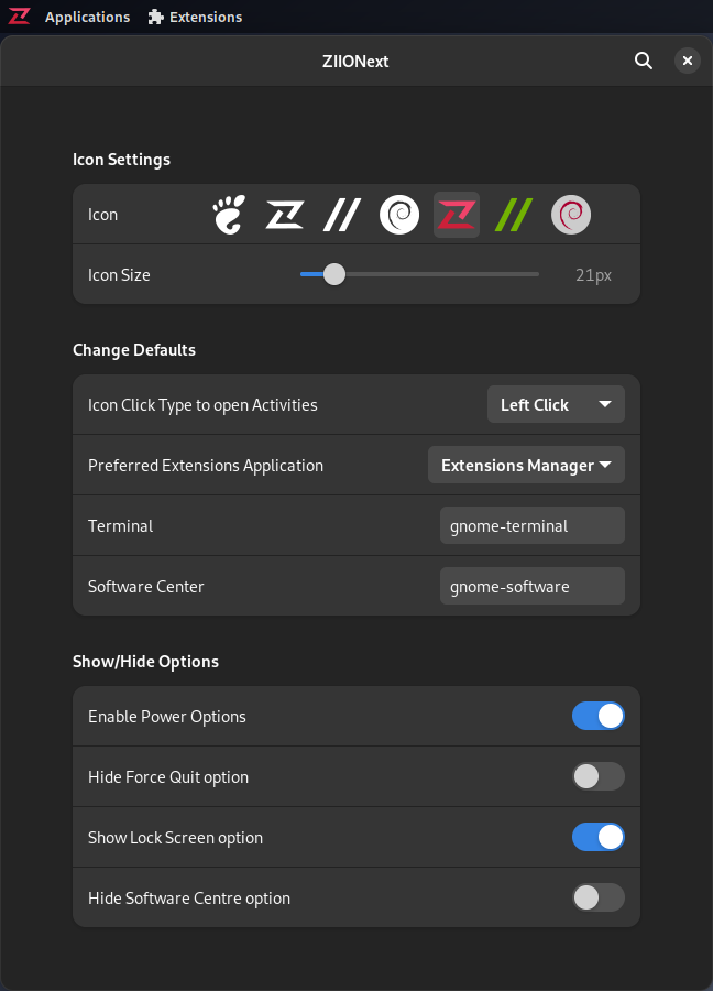 ZIIONext GNOME Shell Extensions